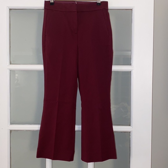 J Crew Factory Kelsey Cotton Flare Pants Burgandy - Picture 3 of 7